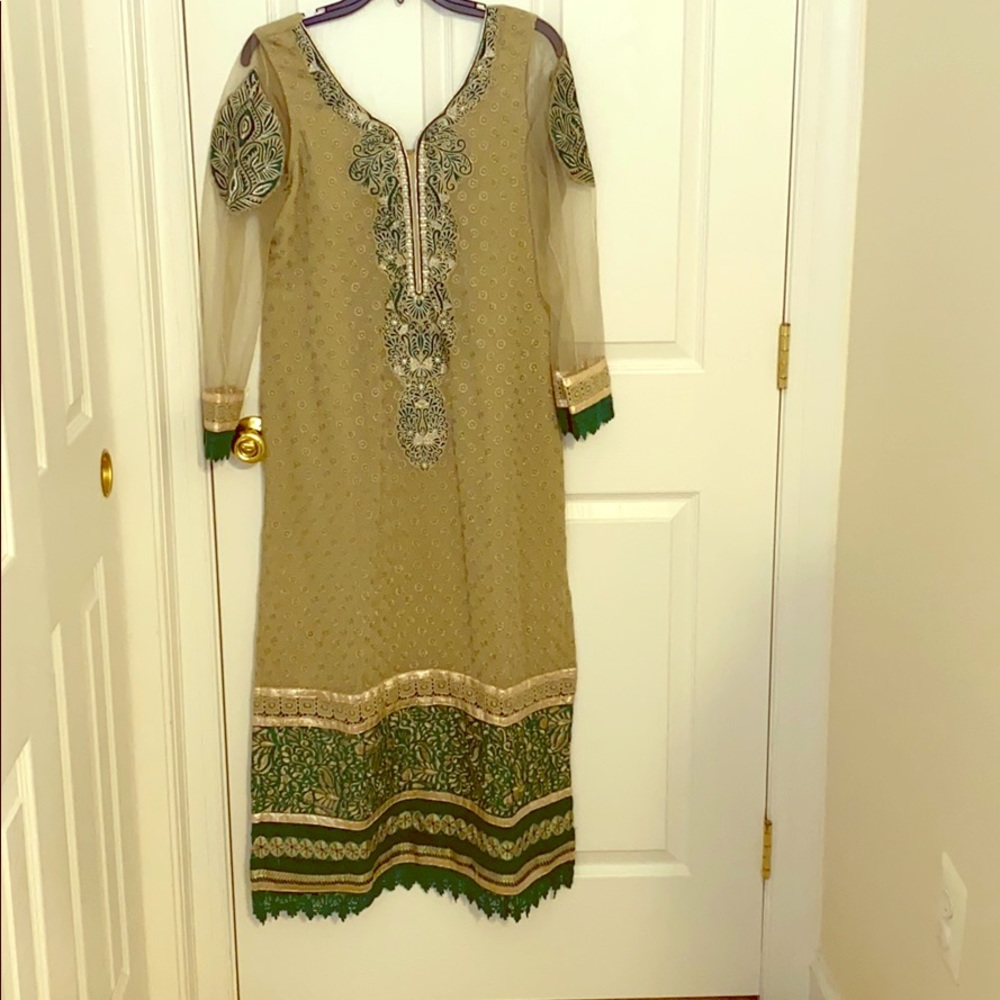 Green & gold kurta